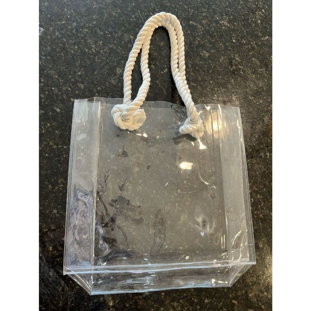 Clear Vinyl Beach Tote Bag Rope Handles See Through Concert Shoulder Bag New